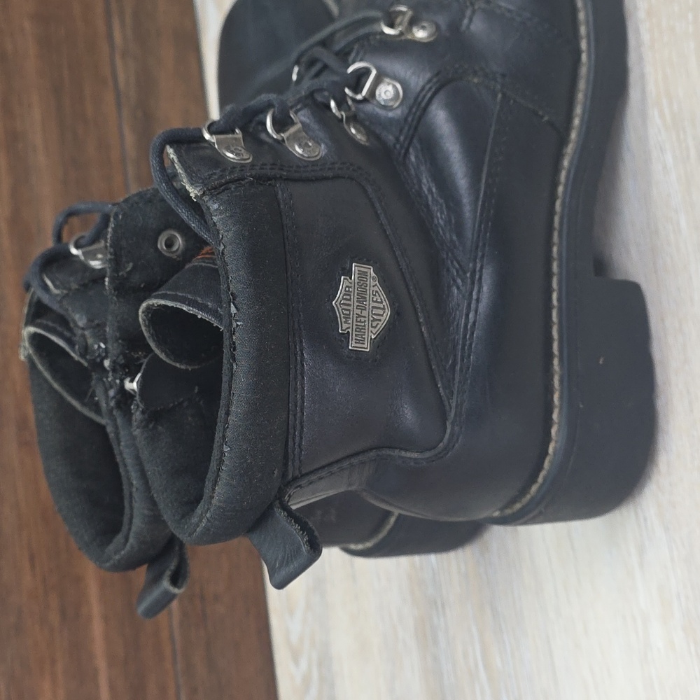 VNTG 90s/Y2K Harley-Davidson Women Leather Ankle LaceUp Riding Moto Boots SZ 10 - Picture 8 of 16
